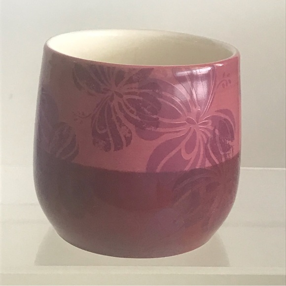 STARBUCKS 2011 Two Tone Dusty Mauve Purple & Hibiscus Ceramic Hand Painted Mug - Picture 3 of 11